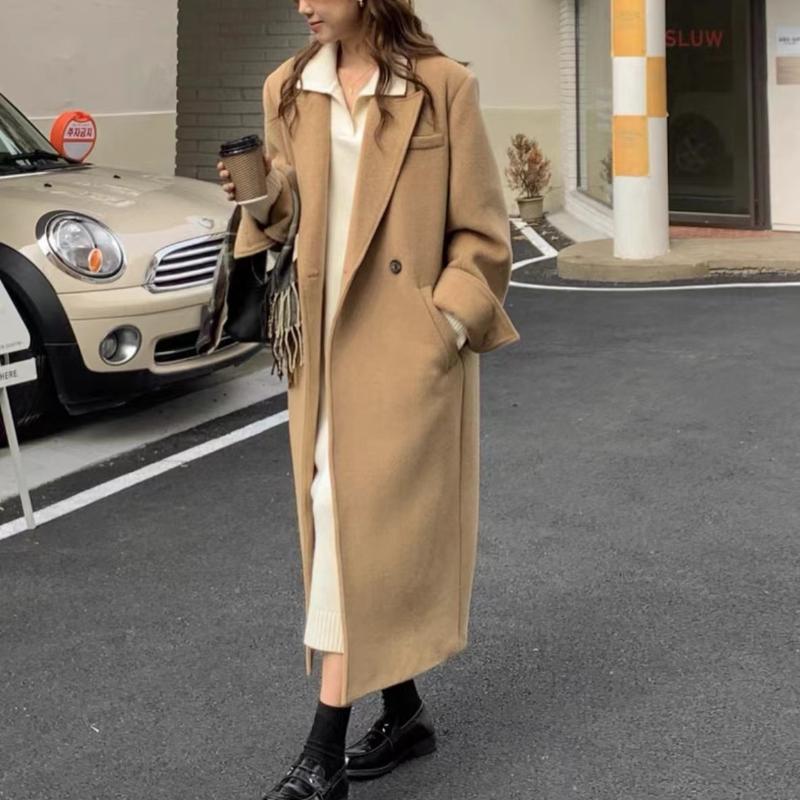 LYRIA Solid Color Polo Neck Turtleneck Dress, New Autumn and Winter Style, Suitable for Overcoats, Long Knee-length Loose Thick Knitted Sweater Dress.