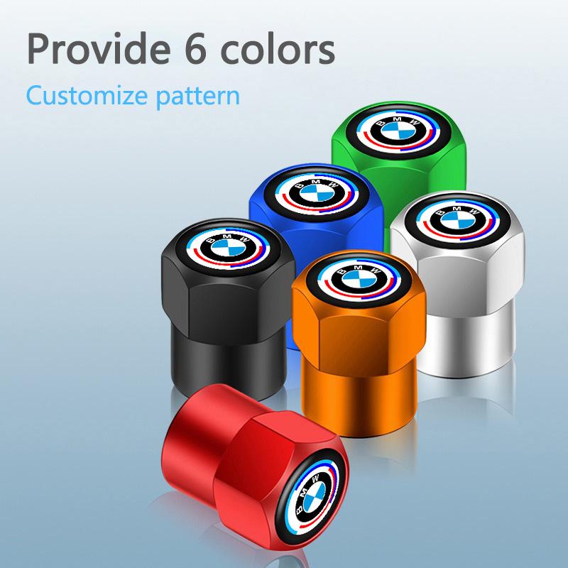 For BMW 1 W E82 4PCS Aluminum Alloy Car Wheel Tire Valve Cap Stem For BMW 50th Kith F30 F10 E90 E46 E60 E70 E39 E36 E87 X7 E92 E91 E28 X3 X1