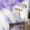 Cortinas transparentes de aquarela de penas roxas para decoração de sala de estar Cortinas de janela para cozinha Cortinas de tule voile de organza