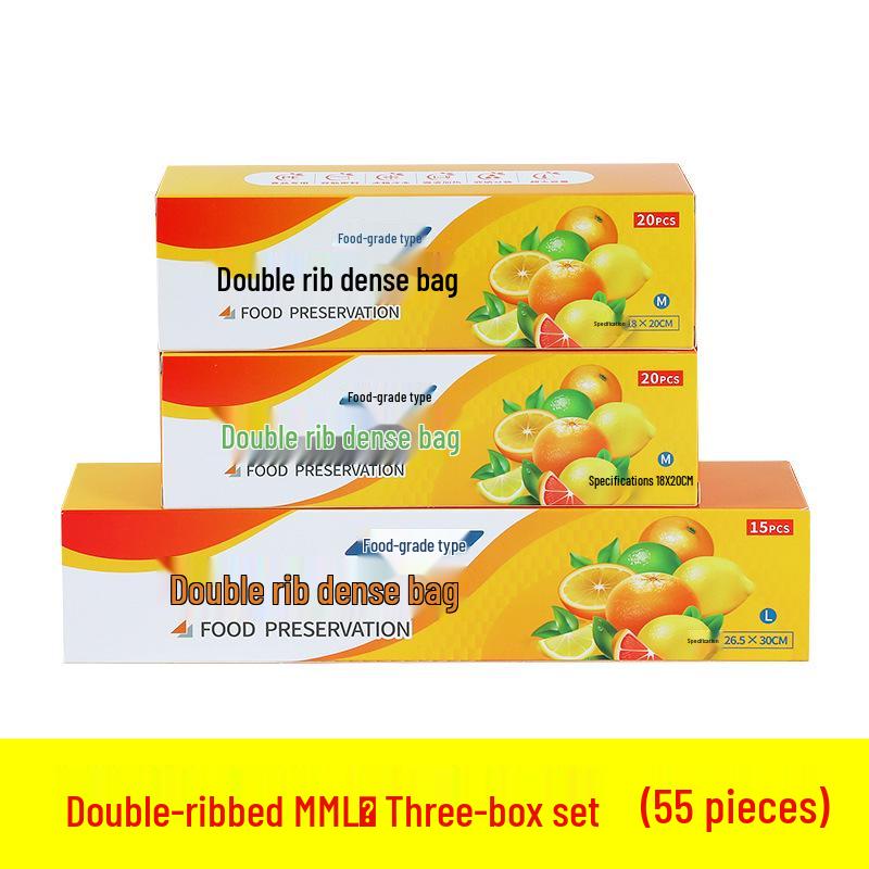 Food-Grade Double Rib Fresh-Keeping Storage Bags for Refrigerator - Thickened for Refrigeration and Freezing