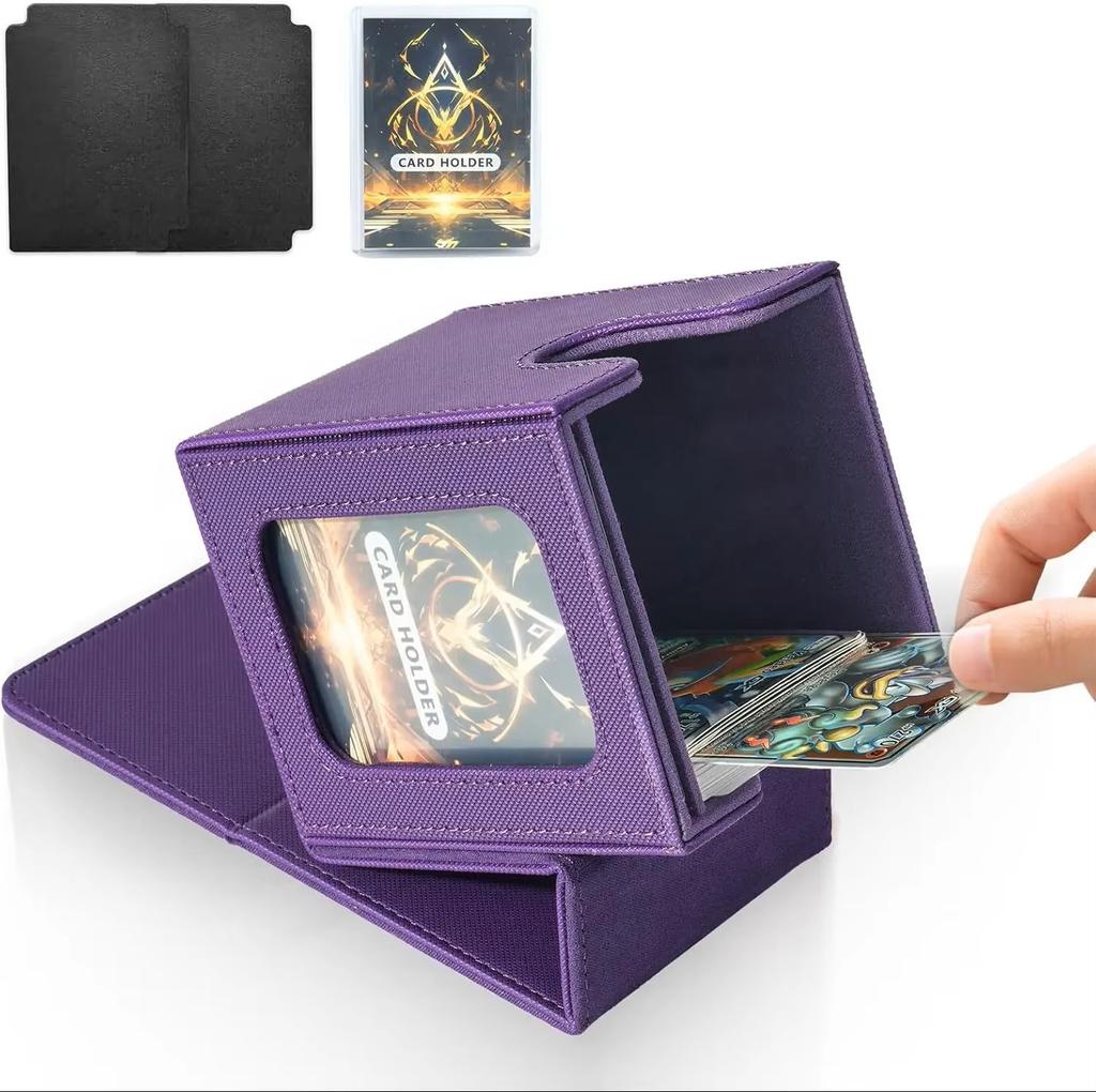 Card Deck Box with MTG Commander Display Holds 100+ Double-Sleeved Cards Trading Card Storage Box Fits TCG PTCG Sports Card
