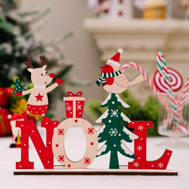 Natürliches Holz Weihnachtsalphabet Display Handgefertigte Feiertagsdekoration Für Wohnzimmer Schreibtisch Oder Regal Dekoration