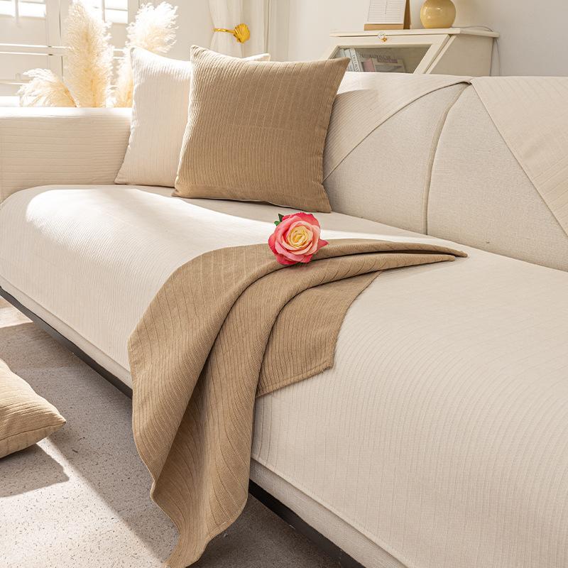 Chenille Sofa Cushion Solid Colour Universal Living Room Non-Slip Sofa Cover Home Dustproof Decoration Chaise Lounge Cushion