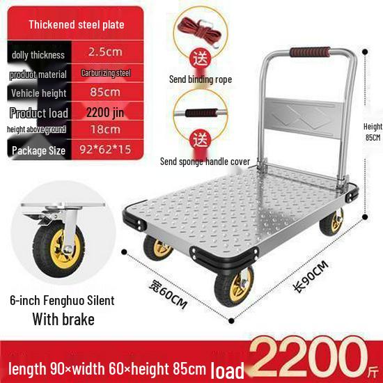 Foldable Steel Flatbed Hand Truck - Portable Small Trolley for Transporting Goods