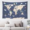 Polyester Vintage Antique World Map Tapestry, Retro Travel Wall Hanging, Living Room Study Bedroom Decor, Gift