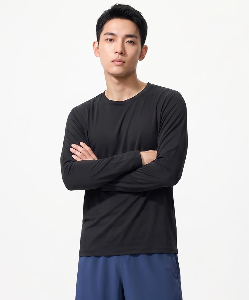 BASIC HOUSE Cool Functional Air Dry Regular Fit Long Sleeve Tee Black Lzts3116