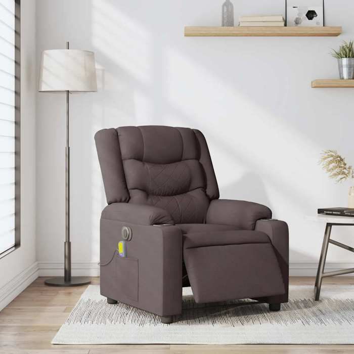 VidaXL Electric Reclining Massage Chair Dark Brown Fabric 3310256