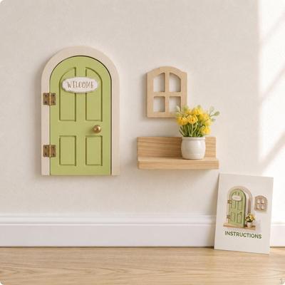 Fairy Door Set Rounded Arch Nordic Welcome Plaque Home Decor
