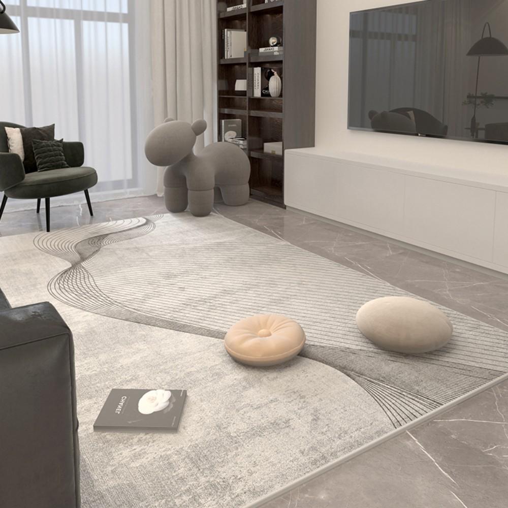 

Modern Simple Striped Living Room Carpet Beige Gray Two Color Geometric Pattern Sofa Rug Simple Home Decoration 120X160CM(3.9X5.3FT