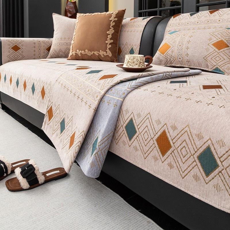 

Bohemian Style Sofa Cushion L Shaped Corner Sofa Seat Cover All-Season Universal Non-Slip Backrest Couch Towel Armrest Slipcover 1pc 30x50 pillowcase