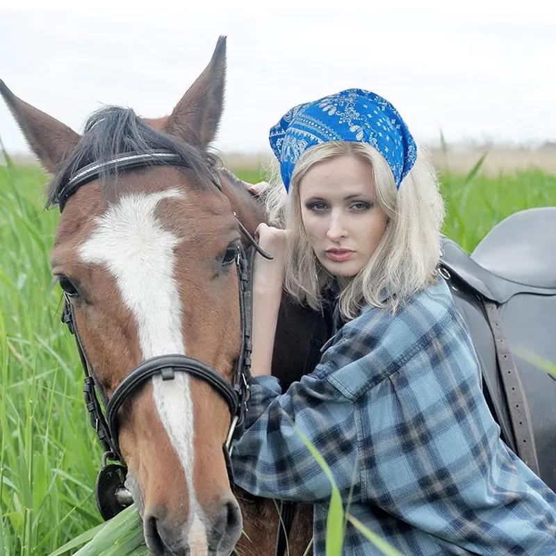 Floral Print Hair Scarf Bohemia Bandana Elastic Hair Band Triangle Scarf Kerchief Women Girl Hair Accessories Headscarf