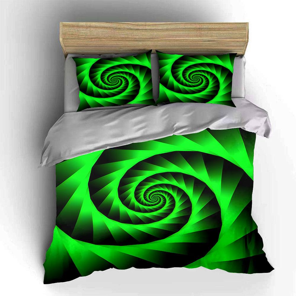 Elegant Green Spiral Design Set Exquisite Three-Piece Bedding Set Gift For Kids And Adults
