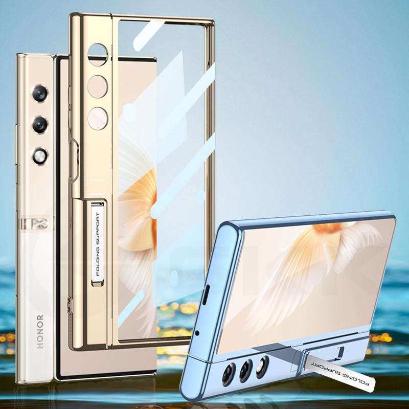 For Honor V Purse Case Transparent Luxury Plating Stand Shockproof All-included Frame Soft TPU Cover For Honor V Purse Case