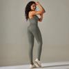 Seamless Knitted Solid Color Cross Back Tight Yoga Suit Set For Sports Running And Fitness Nine Leg Pants