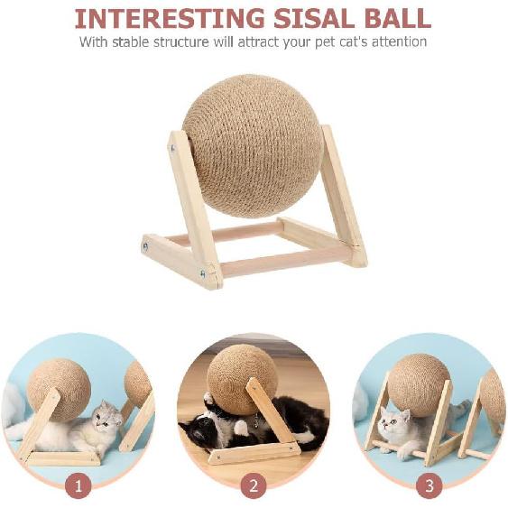 Kisangel Cat Scratching Toy Scratching for Cats Cat Teasing Toy Cat Wheel Exerciser for Indoor Cats Cat Rope Cat Scratching On Stand Pet Toys