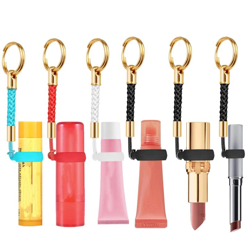 1Pcs Lip Balm Holder Keychain with Soft Braided Lanyard Lightweight Lip Gloss Carrier for Women Girls Daily Outdoor Travel