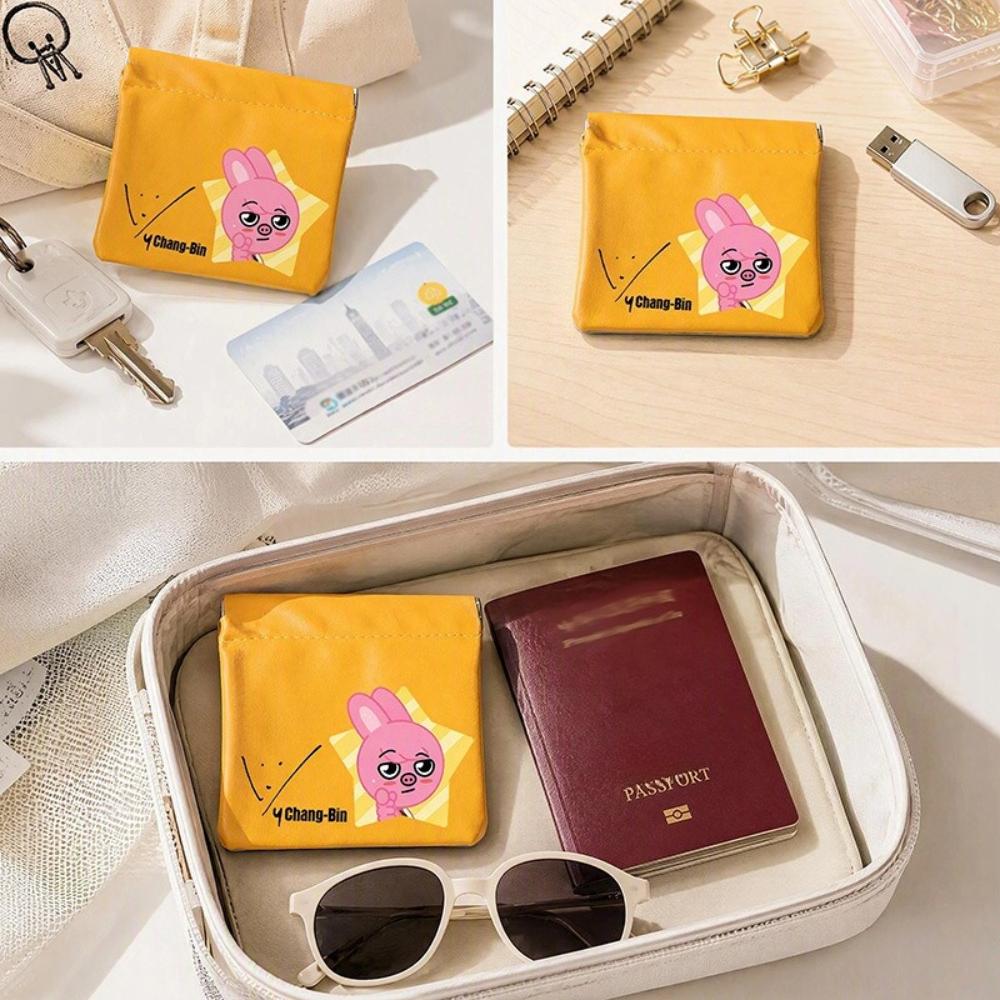 Stray Kids PU Leather Coin Purse Cute Cartoon Digital Storage Bag Portable Earphone Cable Lipstick Organizer Pouch Gift