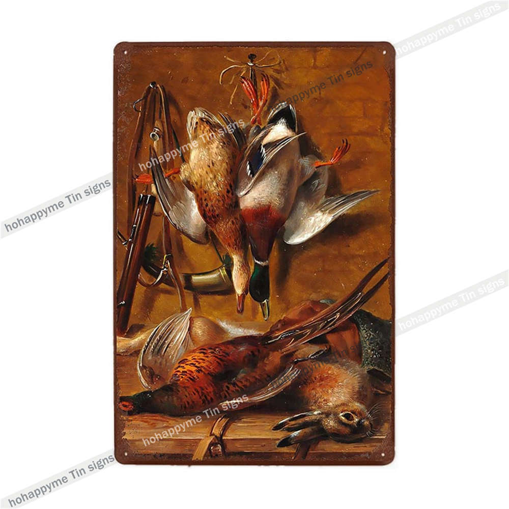 Metallschild im Vintage-Stil, für Männerhöhle, Blechmalerei, Poster, Jagdhunde, Hirsche, Retro-Wandkunst, Eisenplatten, Dekoration, Plakette, 20 x 30 cm