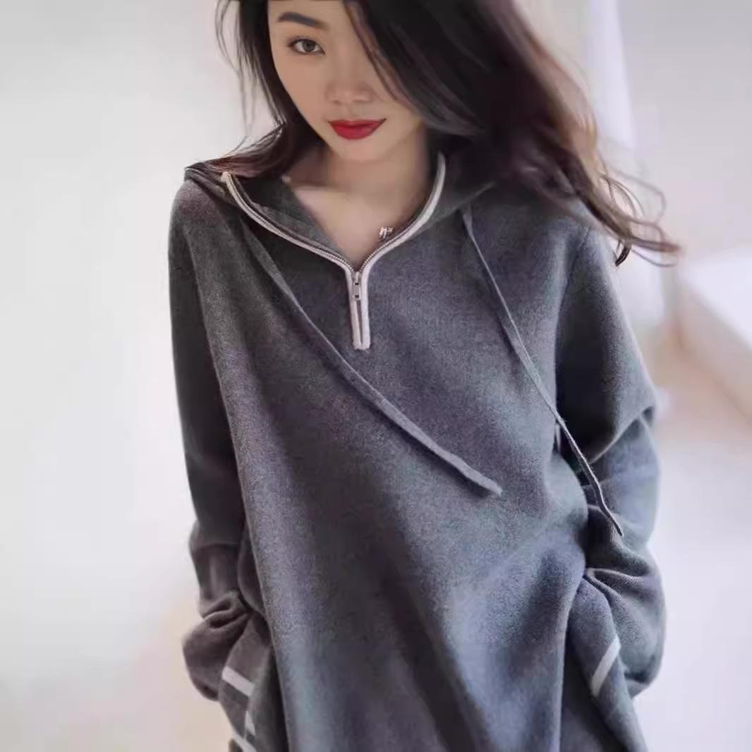 

Women s European Style Long Sleeve Wool Pullover Hoodie Sweater Small сірий колір