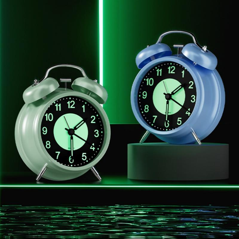 3 Inch Luminous Alarm Clock Students Children's Alarm Clock Strong Wake-Up for Elderly Silent with Night Light Battery Powered