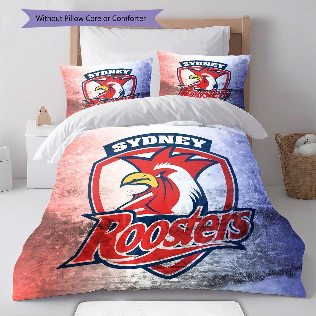 Sydney Roosters Legacy Bedding Quilt Set Quilt Cover Pillowcase Home Decoration Birthday Gift (1 * Duvet Cover + 2 * Pillowcase, Without Core)