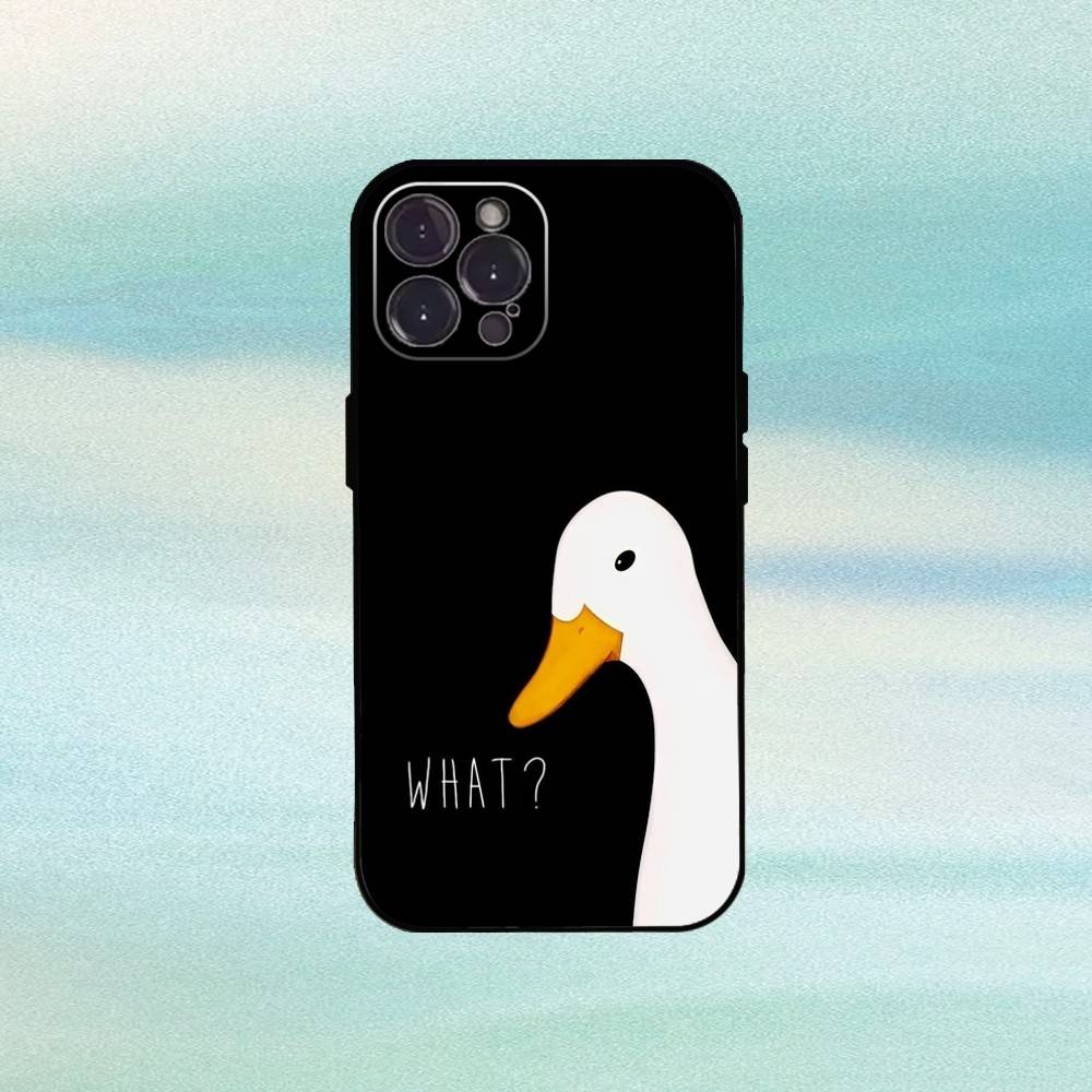 

Cute Goose Cartoon Phone Case For iPhone17,16,15,14,13,12Plus,Pro Max,XS,5G Soft Silicone Black Cover iPhone13PRO