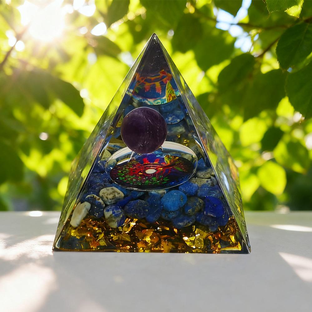 Křišťálová Orgonová Pyramida Generátor Energie 5 cm Přírodní Ametyst Peridot Reiki Čakra Meditační Nástroj Vánoční Dárek Pro Rodinu