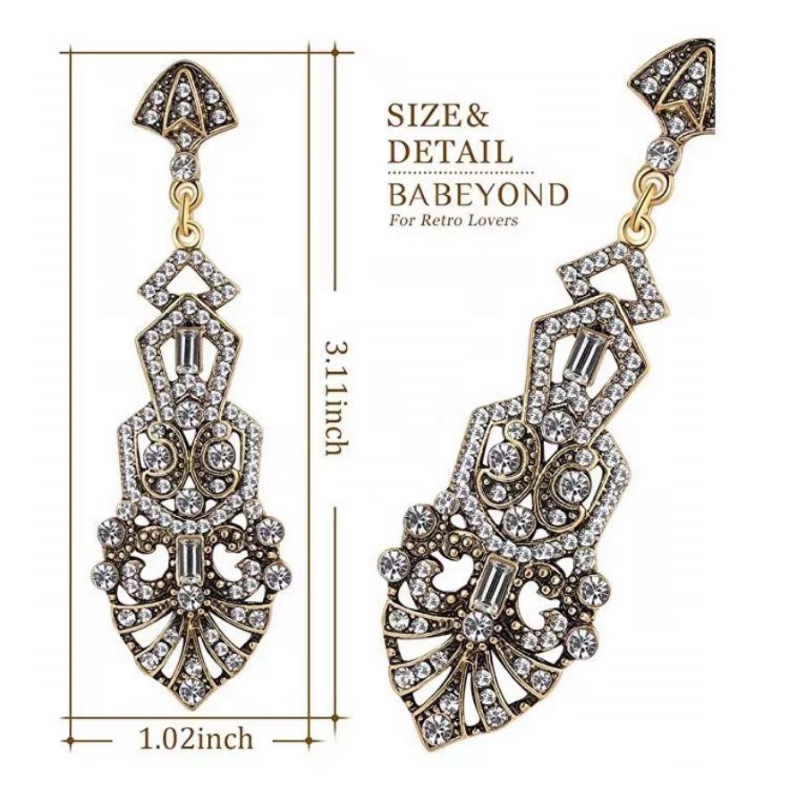 1920s Masquerade Pearl & Diamond Earrings - Gatsby Party, Bride, Wedding, Ball