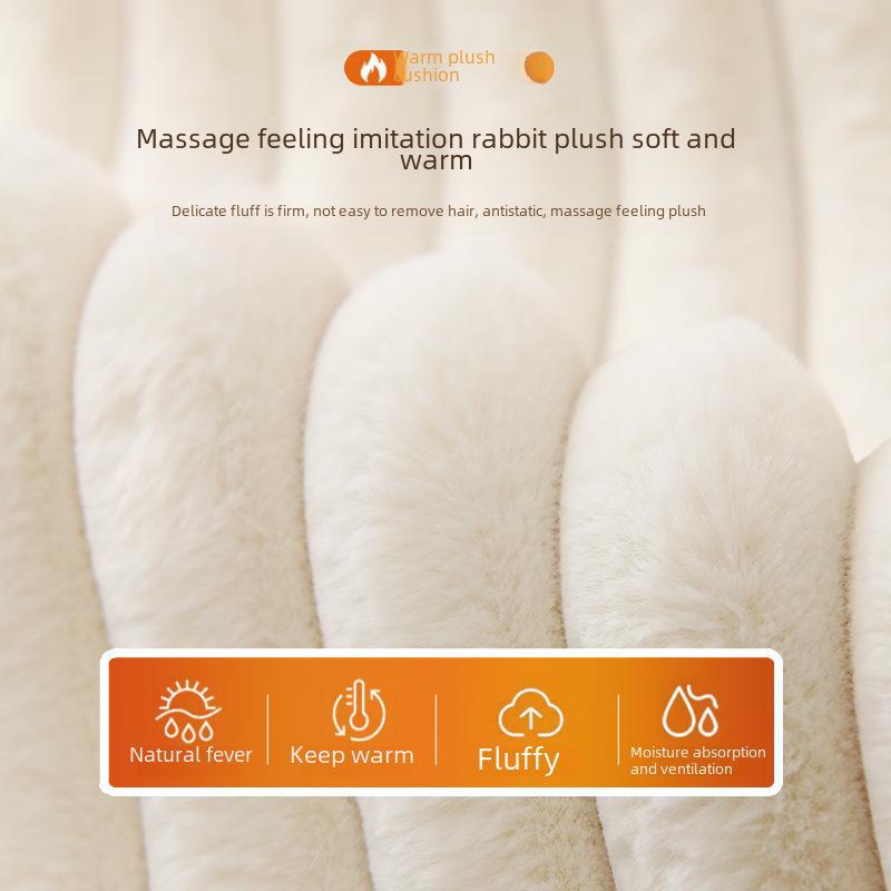 Thick Plush Striped Winter Sofa Cushion - Non-Slip, Soft, Imitation Rabbit Fur