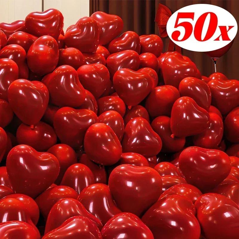 10/20/50pcs 10inch Red Heart Balloons Valentines Day Love Balloon For Valentines Decoration Wedding Party Balloon Birthday