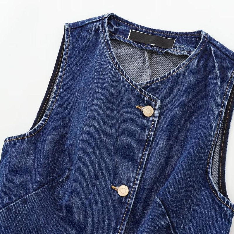 Kaslead New Arrival Women's Clothing Fashion Style Fashion All-Match Minimalist Denim Waistcoat Vest 6147161