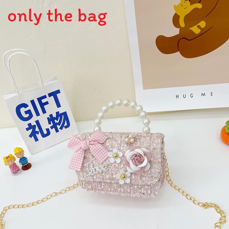 Borsa da ragazza elegante in cotone con decorazioni di perle artificiali per l'uso quotidiano