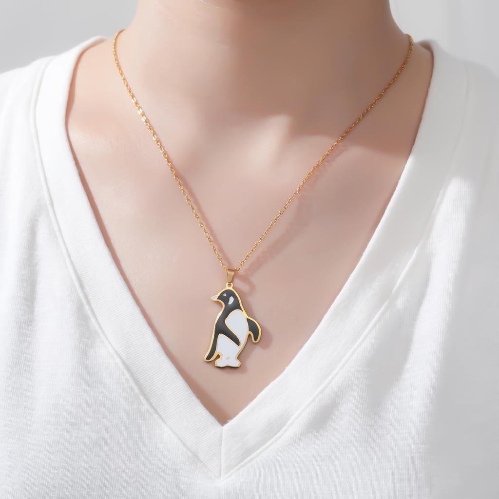 Cazador Stainless Steel Cute Animal Penguin Women's Necklace Trend Pendant Necklace Jewelry Birthday Valentine Gifts New