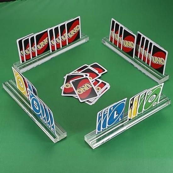 Card Game StandBoard GameClear Trump StandAcrylic HolderDouble SlotHanafuda Stand2-Channel GrooveTransparentSet 4