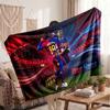 Coperta in pile personalizzata Lamine Yamal con logo del calcio, testo con nome personalizzato, morbida, calda, coperta da divano per la casa