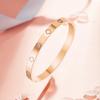 Rose Gold Bamboo Joint Titanium Steel Bangle - Luxurious, Non-fading, Diamond-studded, Waterproof Women's Bracelet.