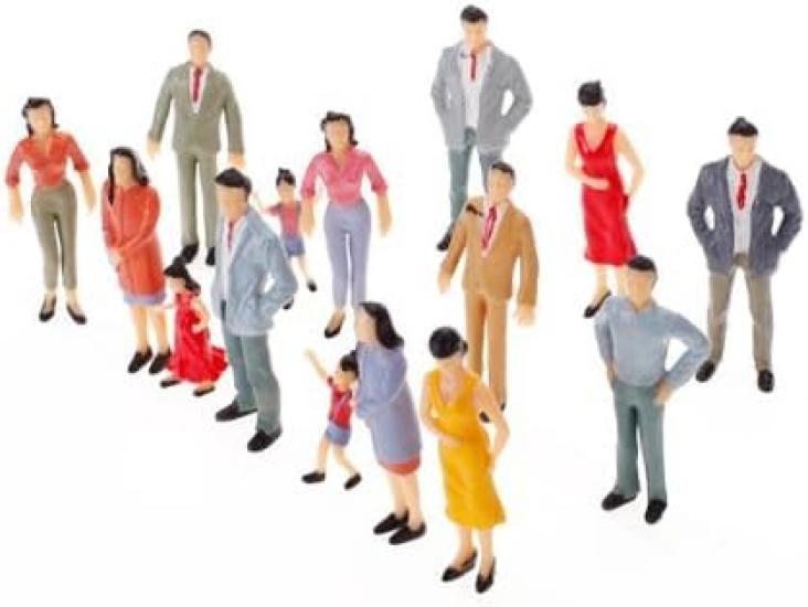 Scenery Collection Dolls People Human Figures Painted People Railway Architectural Train Models Scale Set of 100 Models, Dioramas, Models, 8-11mm