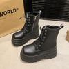 Height-increasing shoes cos height-increasing legs thin platform shoes British style platform new short boots short Martin boots women