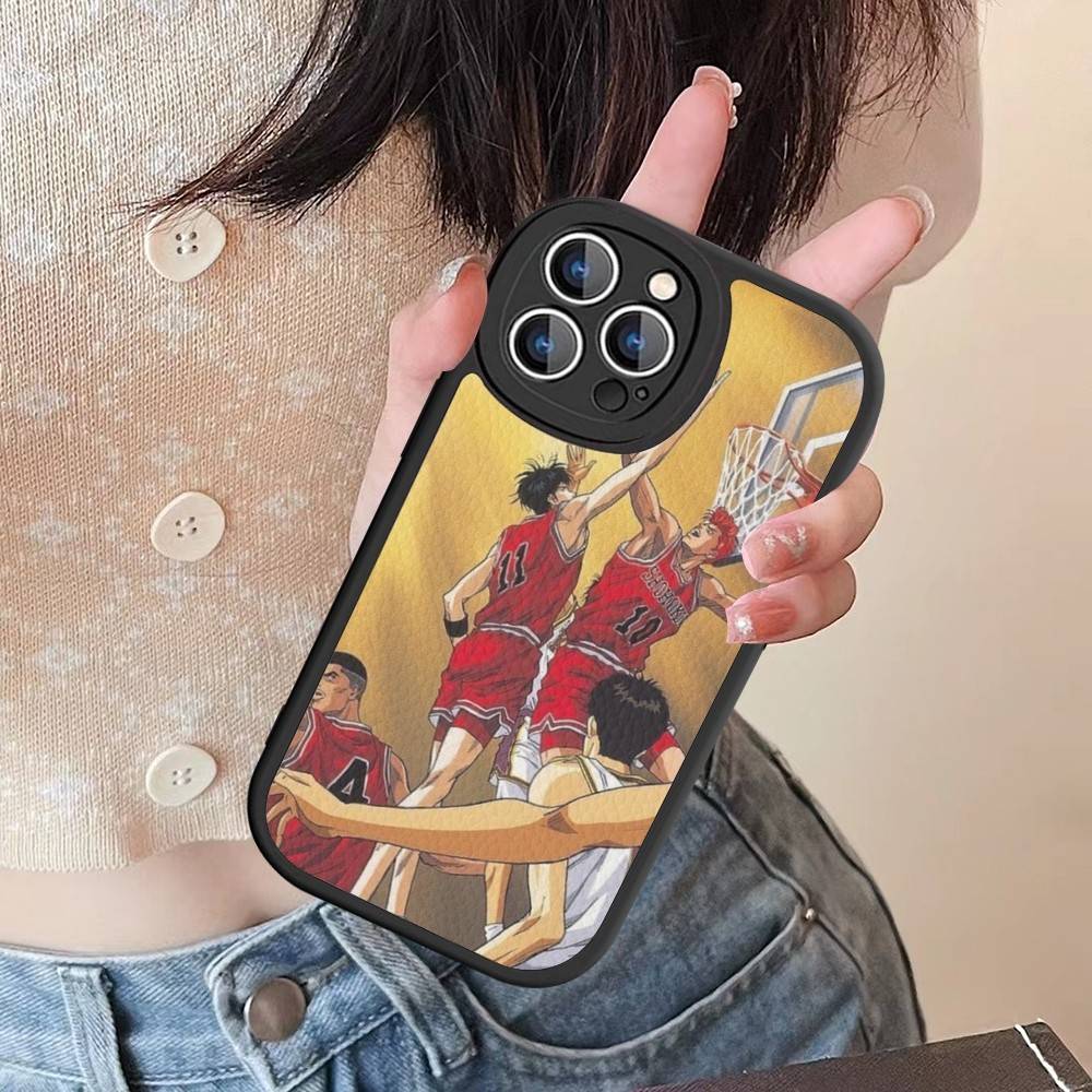 Japanese S-SLAM D-DUNK Phone Case For IPhone 16 15 14 13 12 11 Pro Max Plus Soft Leather Cover