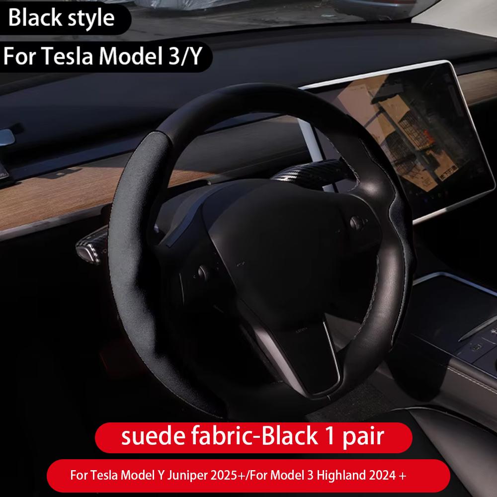 Voor Tesla Model 3/Y Highland Juniper Stuurhoes Koolstofvezel Leer Anti-Bont Sportstuur Auto Accessoires