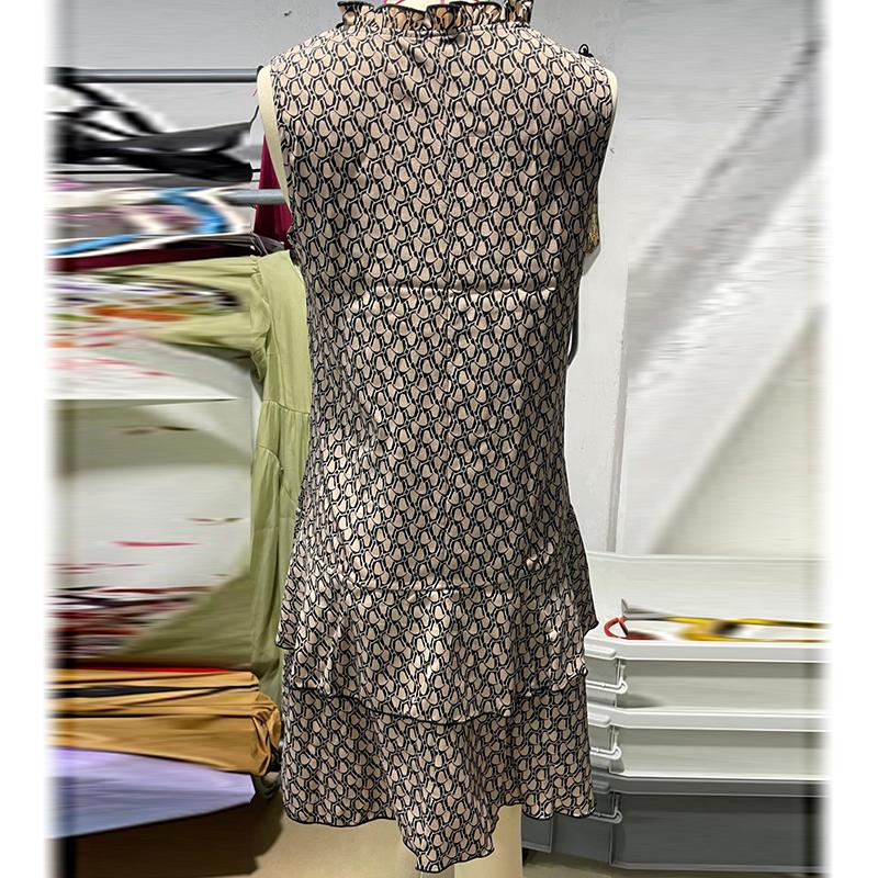 Fashion A Line Ruffled Casual Summer Dresses Women Elegant Sleeveless Print Loose Sexy Women's Dress Vintage Slim Simple Vacation Beach Dress 26206