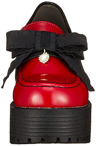 Yosuke Women's Flat Loafers, Size 4320051, Black/Red, Sizes 25.0cm-25.5cm