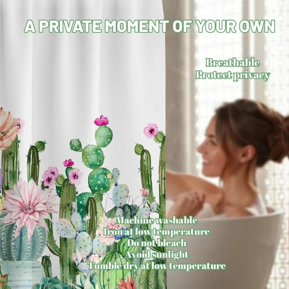 Cactus Printed Shower Curtain Desert Botanical Succulent Western For Bathroom Decor