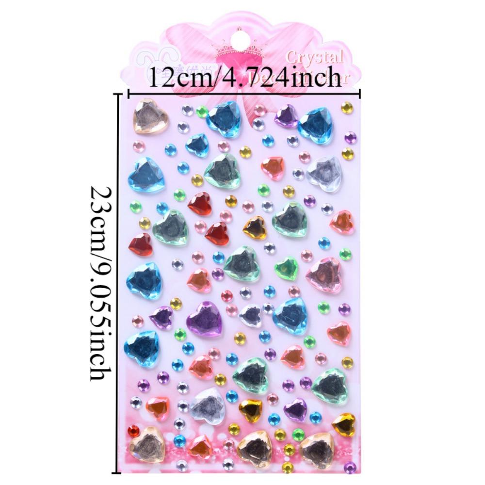 4 Pcs children's sparkling makeup stickers with three-dimensional stars, pentagonal stars, heart-shaped circular crystals, diamonds, gemstones