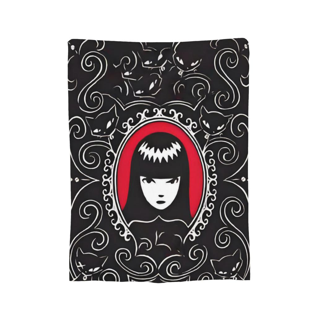Cartoon E-Emily the Strange Fleece Throw Blanket Cats Blanket for Bed Car Super Warm Quilt,