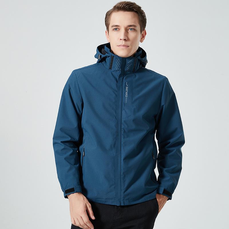 Autumn and Winter Solid Color Three-in-one Windproof and Waterproof Two-piece Set with Removable Fleece Liner Mountaineering Jacket