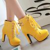 Bottines courtes à plateforme Chaussures pour femmes Lacets Automne Hiver Bottine pour femmes Talons hauts Noir Jaune Blanc Chaussures de soirée Grande taille