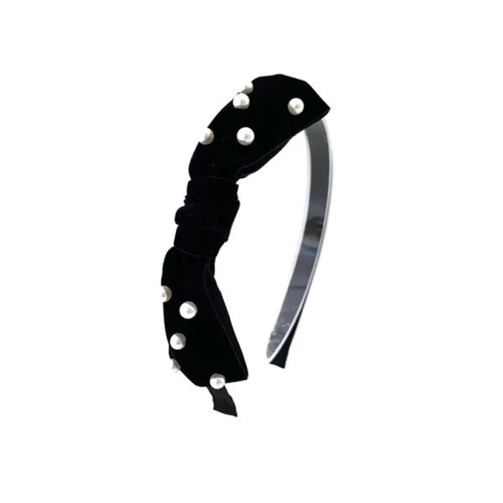 velvet pearl ribbon hairband
