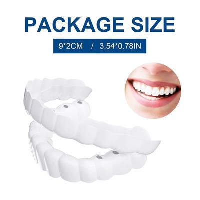 Upper Lower Silicone Teeth Whitening Cover Braces Simulation Denture With Box Perfect Smile New