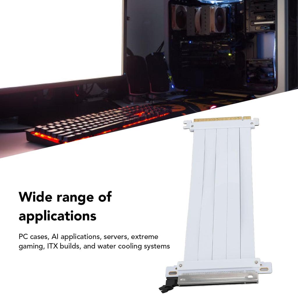 PCIE 4.0 X16 Riser Cable, 128Gbps PCB Flexible GPU Extension Cable, PCIE Riser Compatible with 4.0, 3.0, 2.0, and 1.0 Interfaces (20cm)